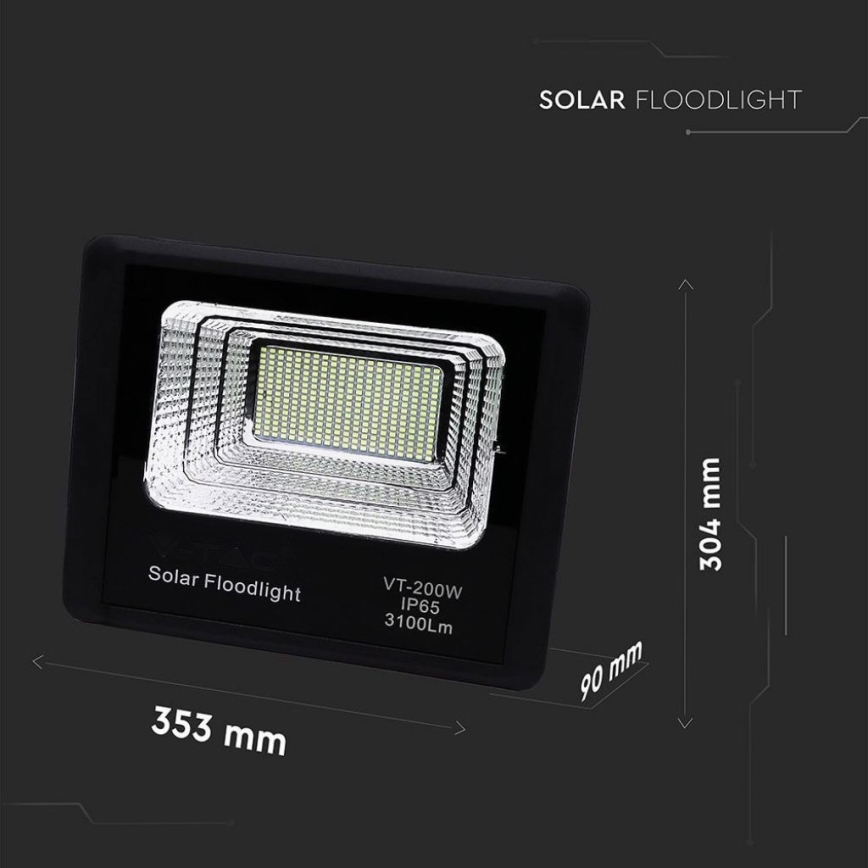 Светодиодный уличный прожектор на солнечной батарее LED/40W/10V IP65 6000K + дистанционное управление
