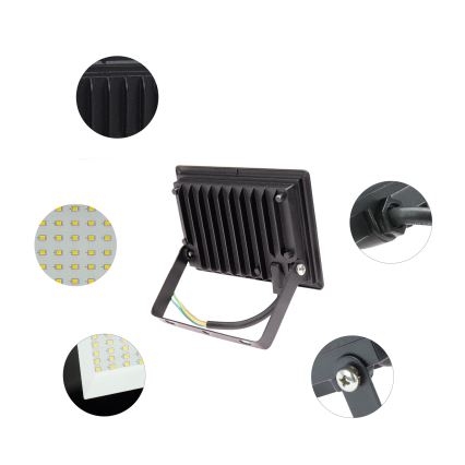 Светодиодный уличный прожектор NOCTIS LUX 3 LED/20W/230V 3000K IP65 черный