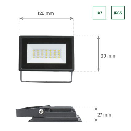 Светодиодный уличный прожектор NOCTIS LUX 3 LED/20W/230V 3000K IP65 черный