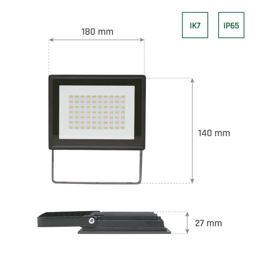 Светодиодный уличный прожектор NOCTIS LUX 3 LED/50W/230V 6000K IP65 черный