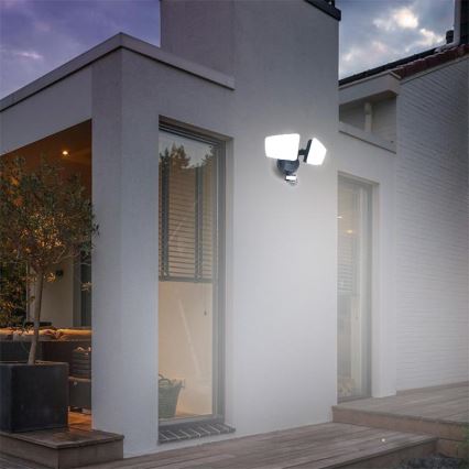 Светодиодный уличный прожектор с датчиком LED/24W/230V 3000/4000/6000K IP54 черный