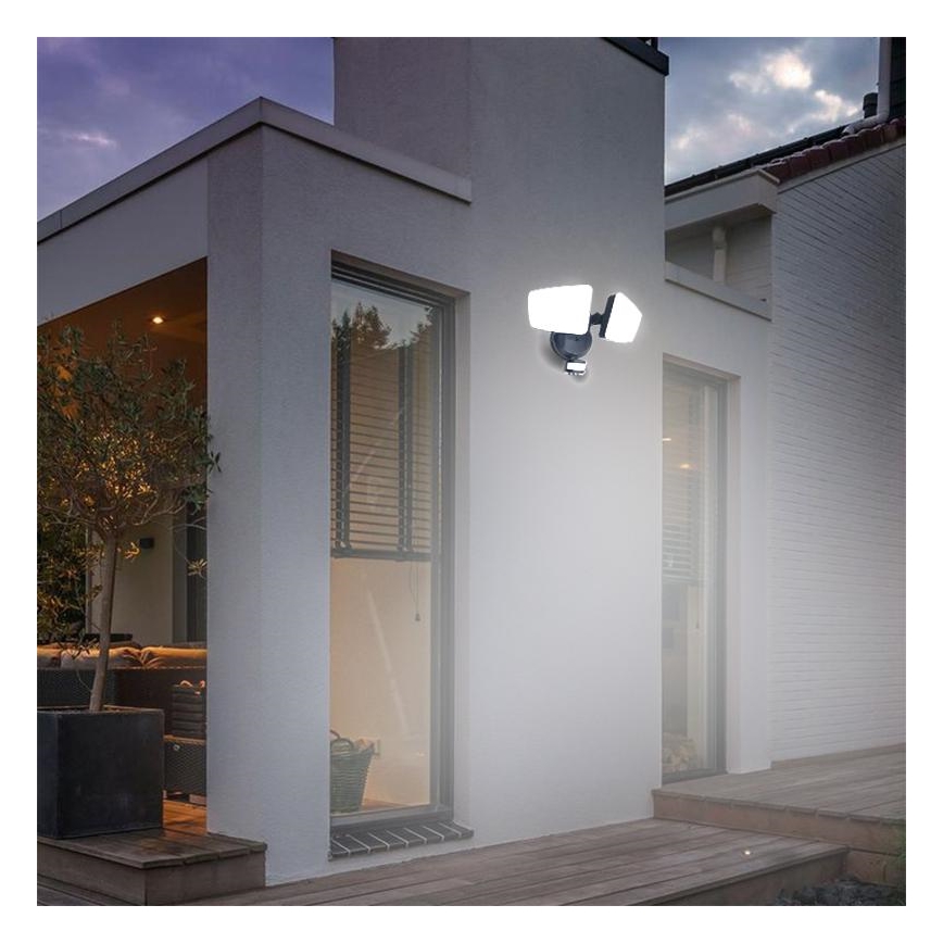 Светодиодный уличный прожектор с датчиком LED/24W/230V 3000/4000/6000K IP54 черный