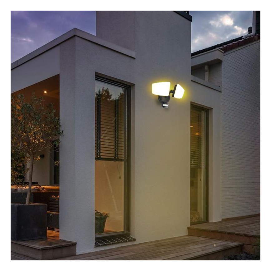 Светодиодный уличный прожектор с датчиком LED/24W/230V 3000/4000/6000K IP54 черный