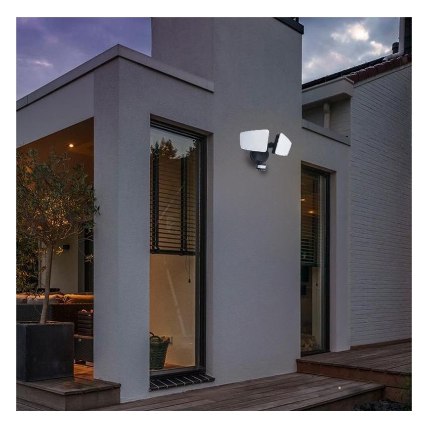 Светодиодный уличный прожектор с датчиком LED/24W/230V 3000/4000/6000K IP54 черный