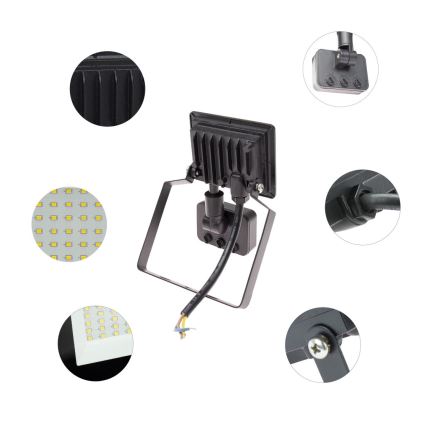 Светодиодный уличный прожектор с датчиком NOCTIS LUX 3 LED/10W/230V 4000K IP44 черный