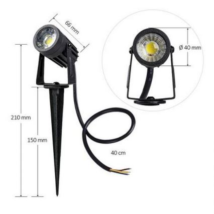Светодиодный уличный светильник LED/3W/230V 4000K IP67 черный