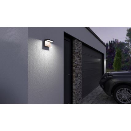 Уличный светодиодный настенный светильник с датчиком NATURA LED/12W/230V 4000K IP54 коричневый/антрацит