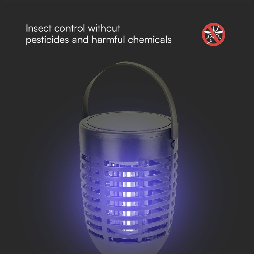 Светодиодный уничтожитель насекомых на солнечной батарее 3в1 LED/1,3W/3,7V IP24 20 мм 2200 mAh