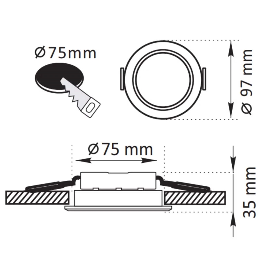 Светодиодный встроенный потолочный светильник ZOE LED/4,8W/230V черный
