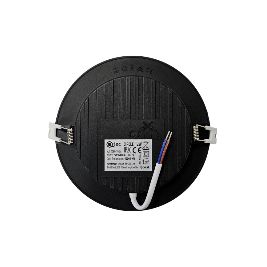 Светодиодный встроенный светильник CIRCLE LED/12W/230V 4000K диаметр 17 см черный