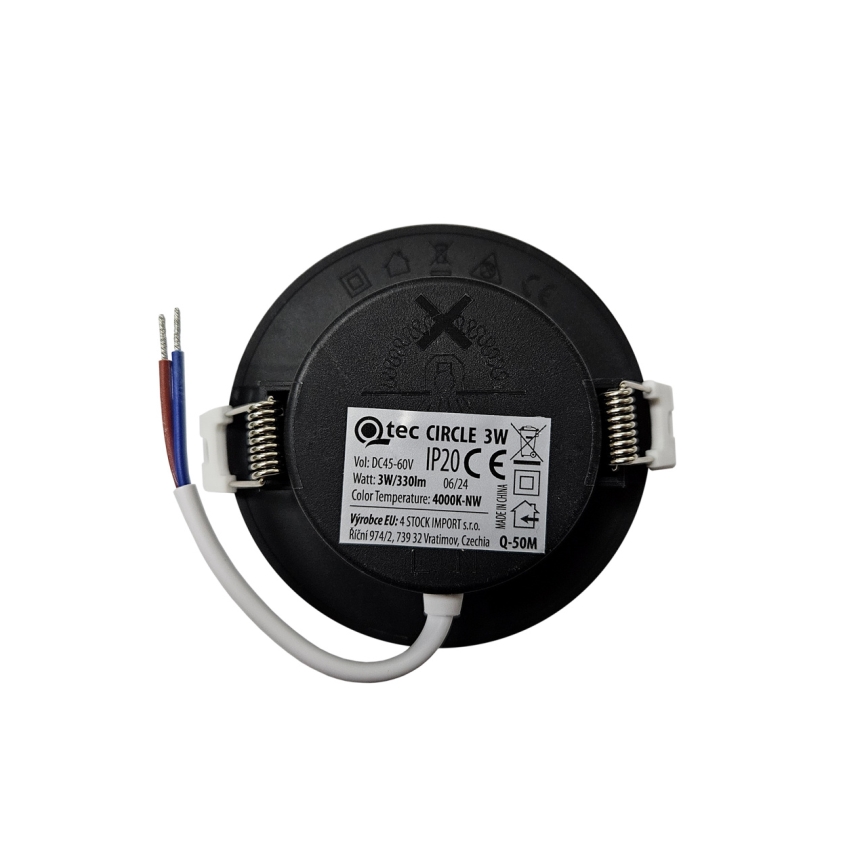 Светодиодный встроенный светильник CIRCLE LED/3W/230V 4000K диаметр 9 см черный
