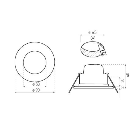 Светодиодный встроенный светильник для ванной комнаты BONO LED/5W/230V 3000K IP65 черный