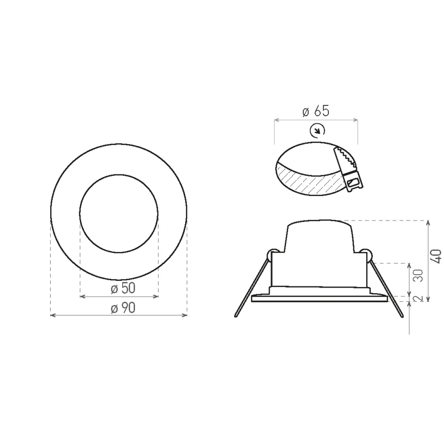Светодиодный встроенный светильник для ванной комнаты BONO LED/5W/230V 3000K IP65 черный