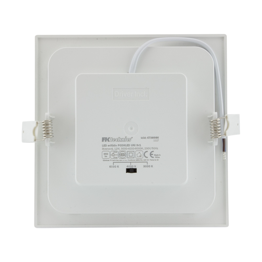 Светодиодный встроенный светильник для ванной комнаты LED/12W/230V 3000/4000/6000K IP44