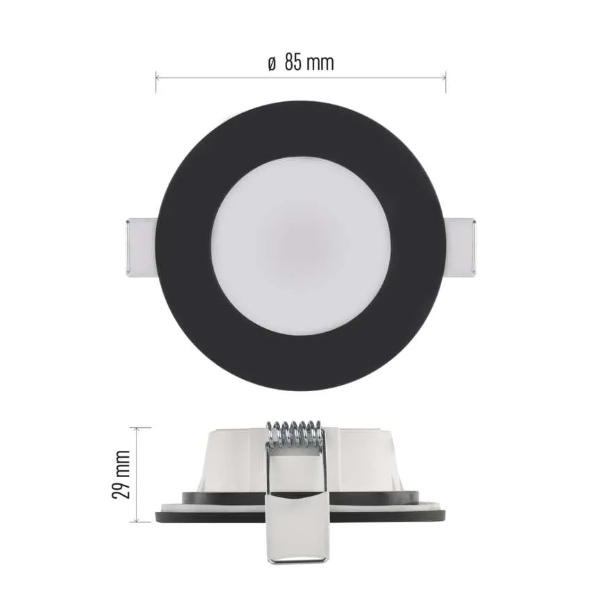 Светодиодный встроенный светильник для ванной комнаты LORI LED/4,5W/230V IP65 2700/4000K диаметр 8,5 см черный
