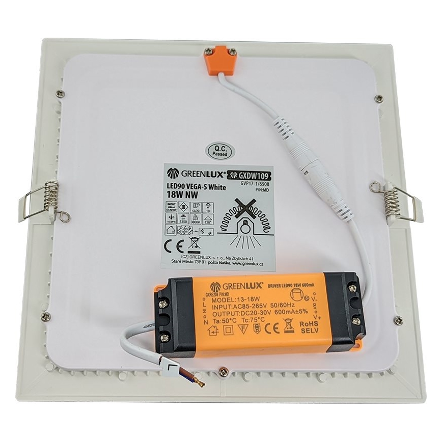 Светодиодный встроенный светильник для ванной комнаты VEGA LED/18W/230V 3800K 22,5 см IP44