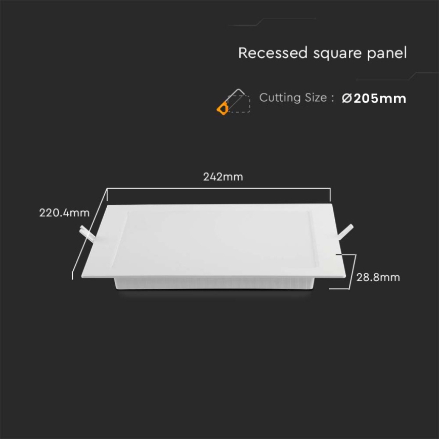 Светодиодный встроенный светильник LED/18W/230V 22x22 см 4000K белый