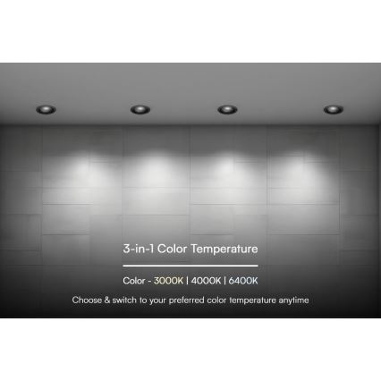 Светодиодный встроенный светильник LED/18W/230V 3000/4000/6400K диаметр 10,6 см черный