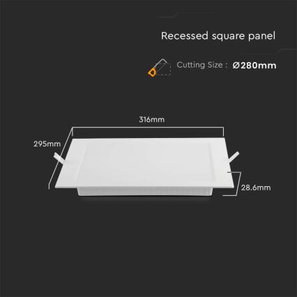 Светодиодный встроенный светильник LED/24W/230V 29,5x29,5 см 3000K белый