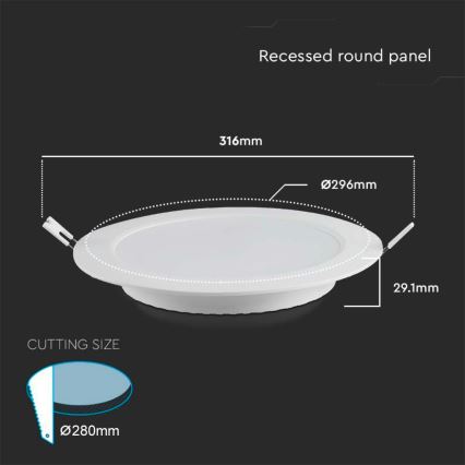 Светодиодный встроенный светильник LED/24W/230V диаметр 29,6 см 4000K белый