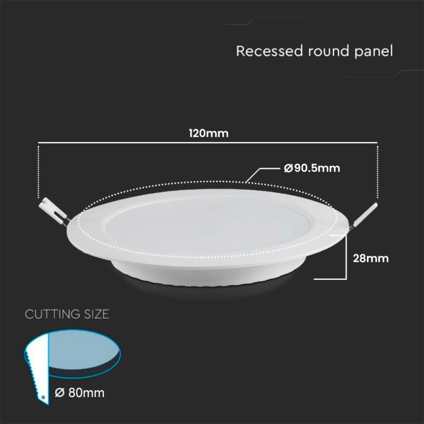 Светодиодный встроенный светильник LED/3W/230V диаметр 9,5 см 6500K белый