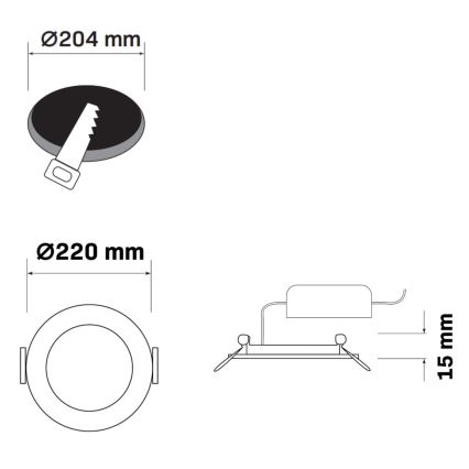 Светодиодный встроенный светильник RIGEL LED/14W/230V 4000K диаметр 22 см черный