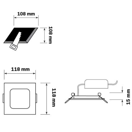 Светодиодный встроенный светильник RIGEL LED/4,8W/230V 4000K 11,8x11,8 см черный