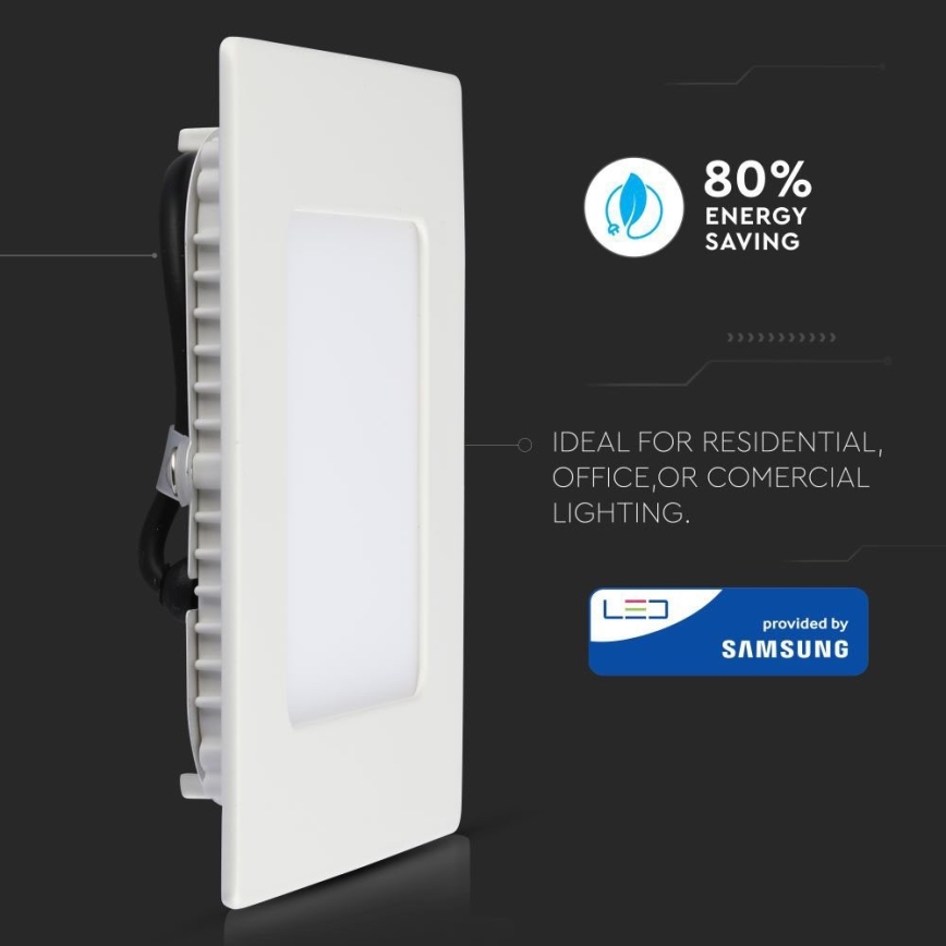 Светодиодный встроенный светильник SAMSUNG CHIP LED/12W/230V 6400K квадратный