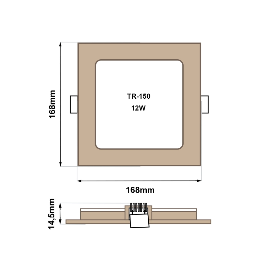 Светодиодный встроенный светильник SQUARE LED/12W/230V 4200K 16,8x16,8 см коричневый