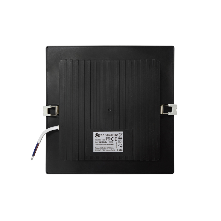 Светодиодный встроенный светильник SQUARE LED/18W/230V 4000K 22x22 см черный