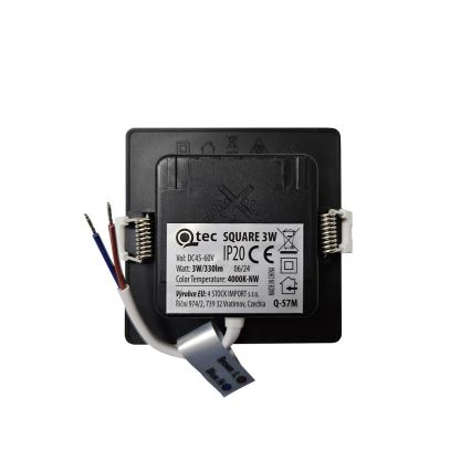Светодиодный встроенный светильник SQUARE LED/3W/230V 4000K 9x9 см черный