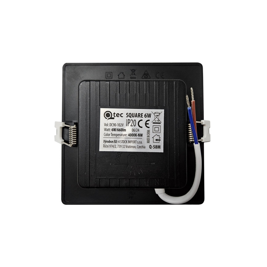 Светодиодный встроенный светильник SQUARE LED/6W/230V 4000K 12x12 см черный
