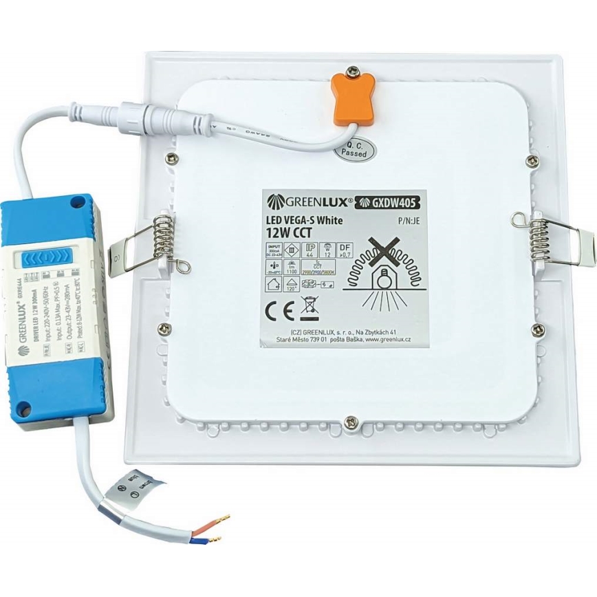 Светодиодный встроенный светильник VEGA LED/12W/230V 2900/3900/5800K 17,5x17,5 см белый