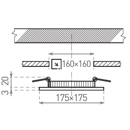 Светодиодный встроенный светильник VEGA LED/12W/230V 2900/3900/5800K 17,5x17,5 см черный