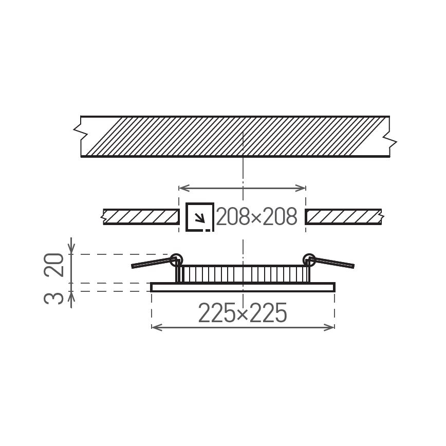 Светодиодный встроенный светильник VEGA LED/18W/230V 2900/3900/5800K 22,5x22,5 см черный
