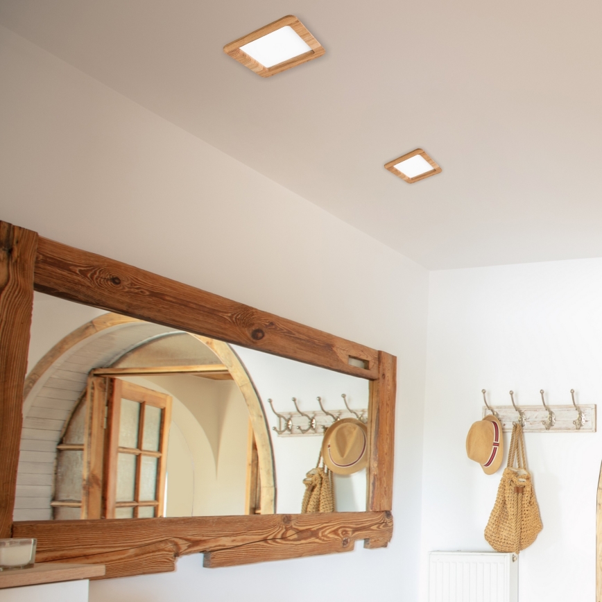 Светодиодный встроенный светильник WOODY SPOT LED/17W/230V 3000K дуб 18,5x18,5 см
