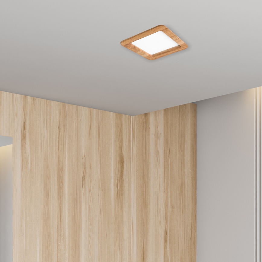 Светодиодный встроенный светильник WOODY SPOT LED/17W/230V 3000K дуб 18,5x18,5 см