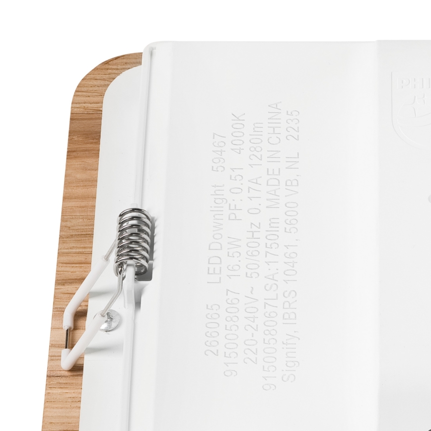 Светодиодный встроенный светильник WOODY SPOT LED/17W/230V 3000K дуб 18,5x18,5 см