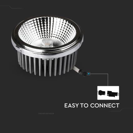 Светодиодный встроенный точечный светильник LED/20W/230V 4000K 40°/20° диаметр 11 см блестящий хром