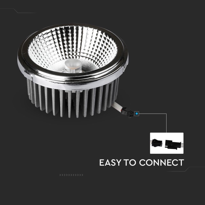 Светодиодный встроенный точечный светильник LED/20W/230V 4000K 40°/20° диаметр 11 см блестящий хром