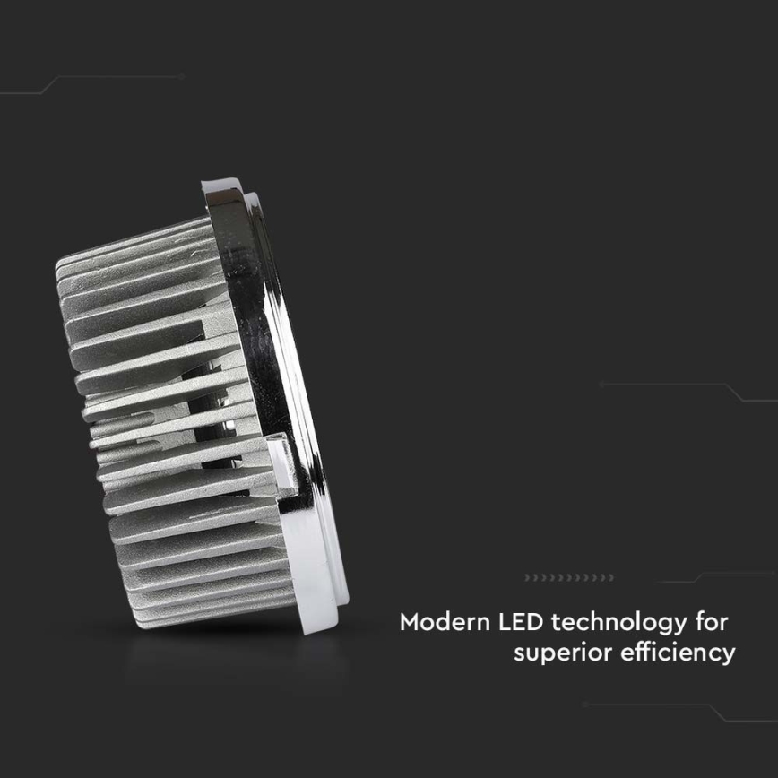 Светодиодный встроенный точечный светильник LED/20W/230V 4000K 40°/20° диаметр 11 см блестящий хром