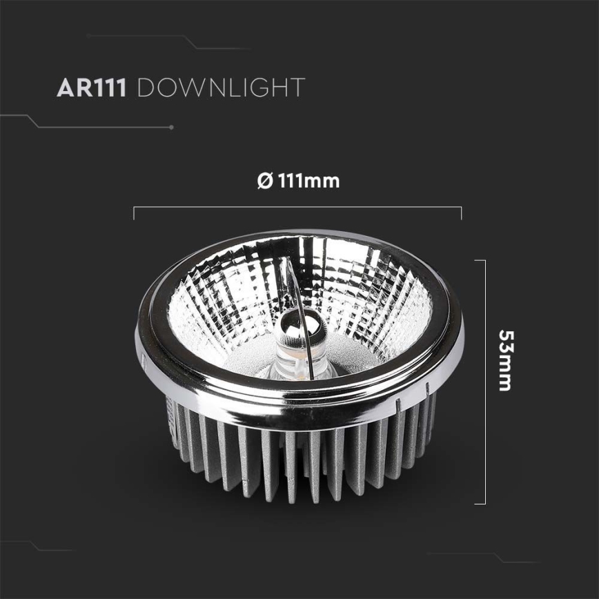 Светодиодный встроенный точечный светильник LED/20W/230V 4000K 40°/20° диаметр 11 см блестящий хром