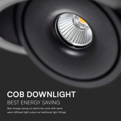Светодиодный встроенный точечный светильник LED/28W/230V 3000/4000/6400K диаметр 20 см черный