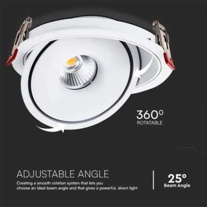 Светодиодный встроенный точечный светильник LED/28W/230V 3000/4000/6400K диаметр 20 см белый