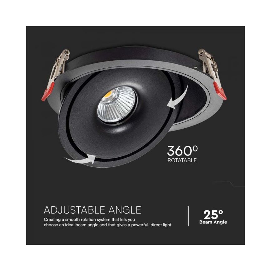 Светодиодный встроенный точечный светильник LED/28W/230V 3000/4000/6400K диаметр 20 см черный