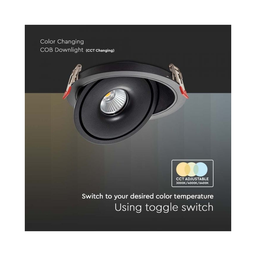 Светодиодный встроенный точечный светильник LED/28W/230V 3000/4000/6400K диаметр 20 см черный