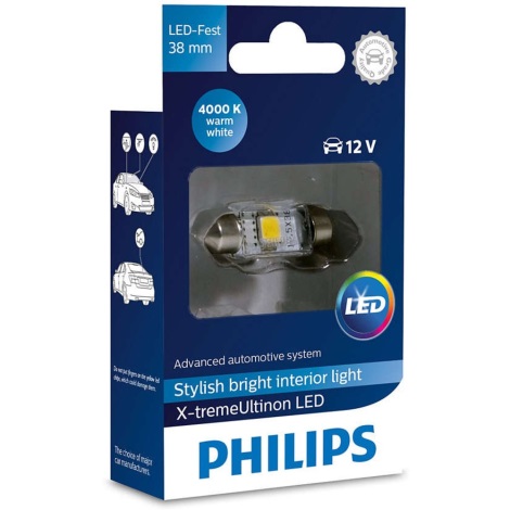 Светодиодная автомобильная лампа Philips X-TREME ULTINON 128584000KX1 LED SV8,5-8/0,8W/12V 4000K