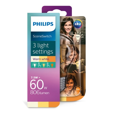 Светодиодная лампочка Philips SCENE SWITCH VINTAGE A60 E27/7,5W/230V 2200K-2700K