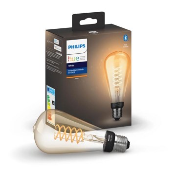 Светодиодная лампочка с регулированием яркости Philips Hue WHITE FILAMENT ST72 E27/7W/230V 2100K