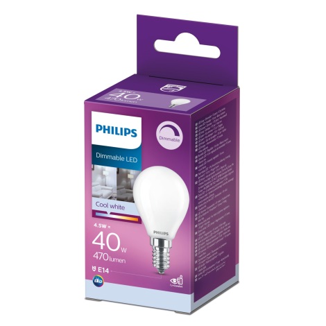 Светодиодная лампочка с регулированием яркости Philips P45 E14/4,5W/230V 4000K